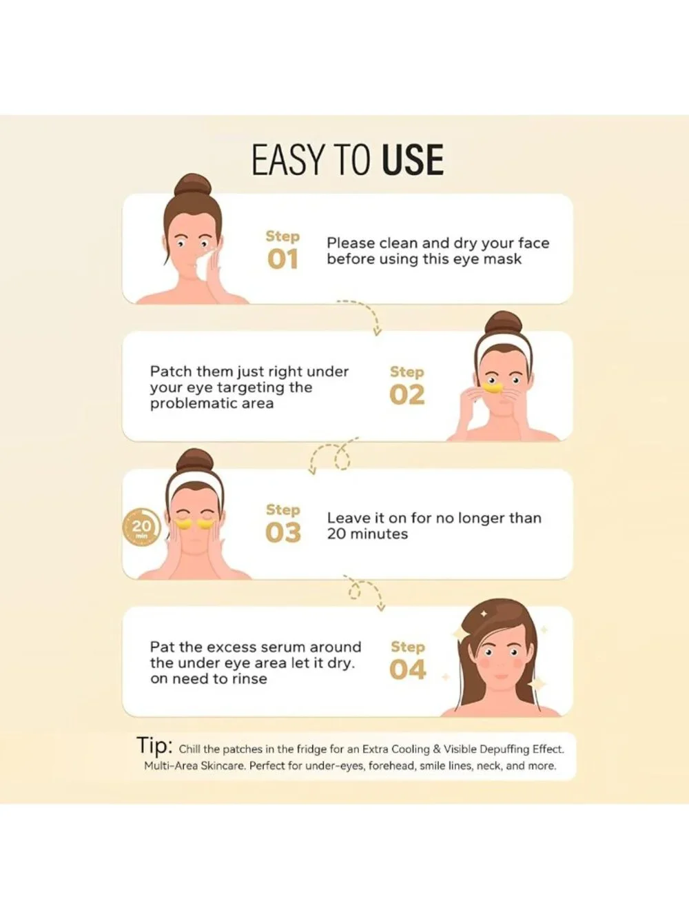 24K Gold Under Eye Patches - 25 Pairs, Collagen Eye Masks for Dark Circles